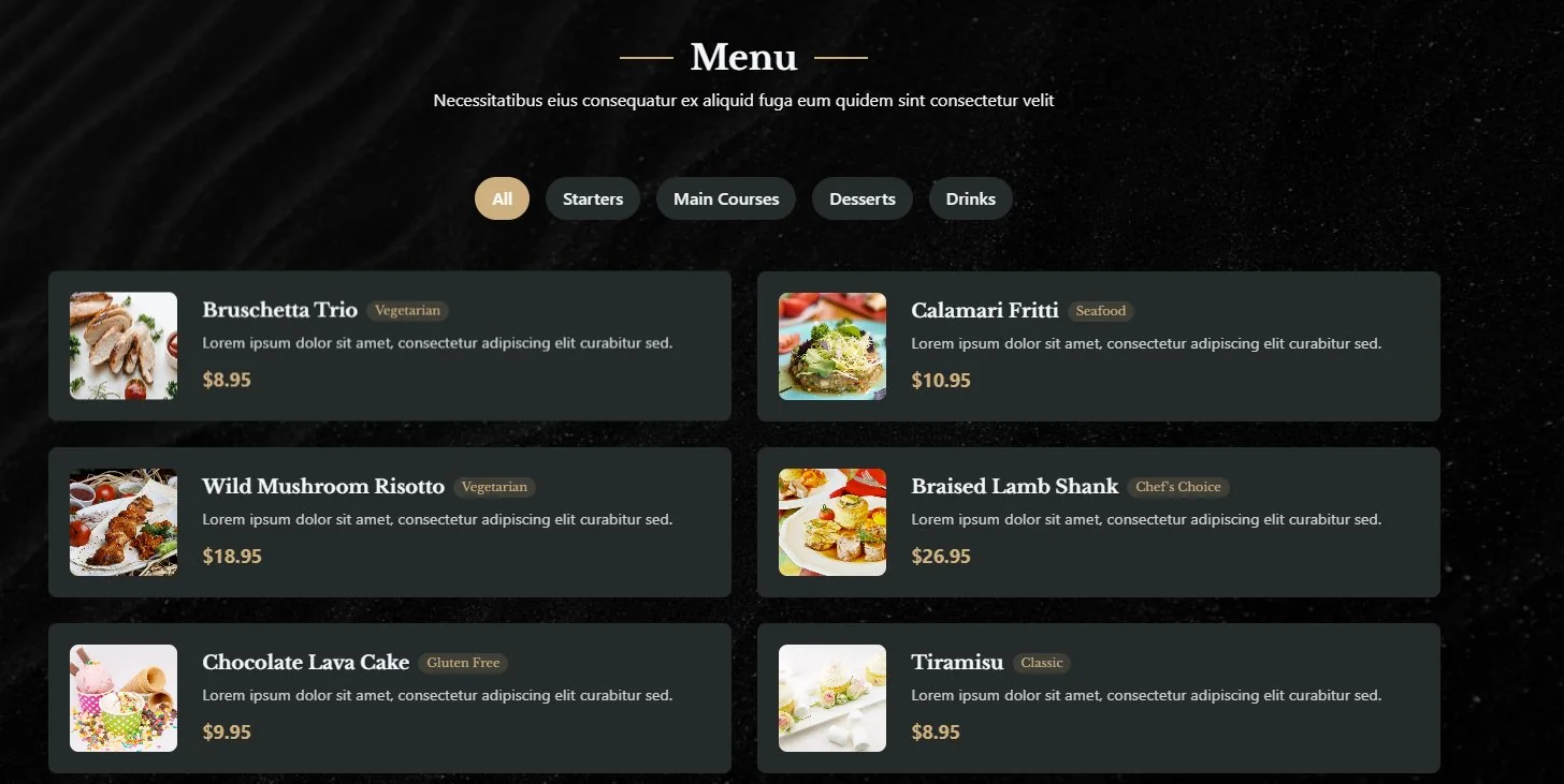 NiceRestaurant Menu